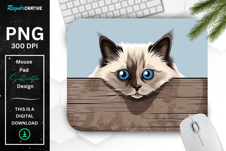 Kawaii Peeking Cat mouse Pad example image 1