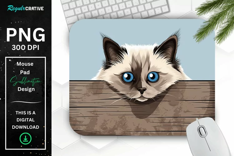 Kawaii Peeking Cat mouse Pad