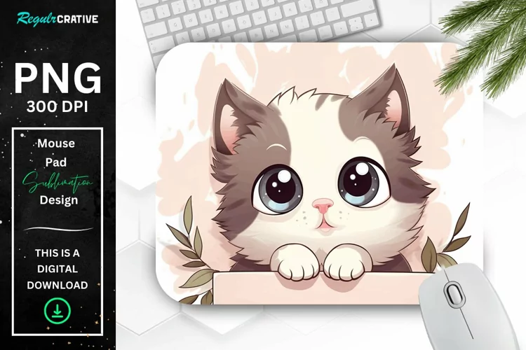 Kawaii Peeking Cat mouse Pad