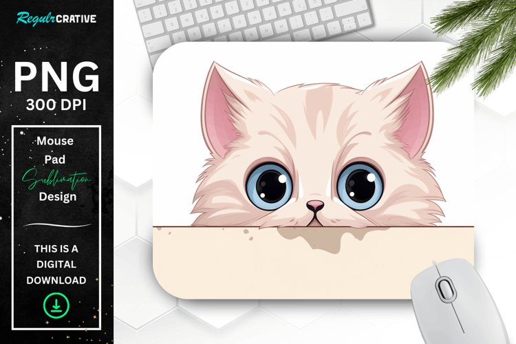 Kawaii Peeking Cat mouse Pad example image 1