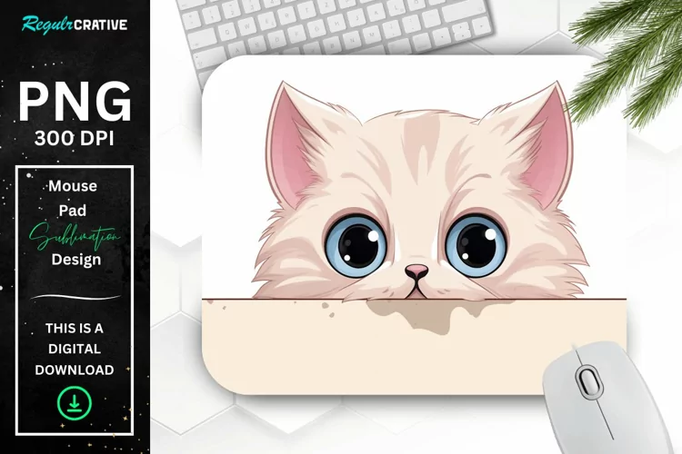 Kawaii Peeking Cat mouse Pad