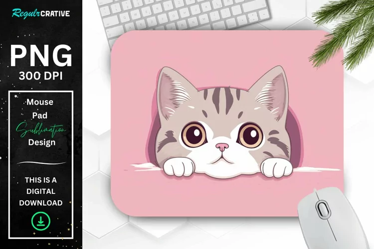 Kawaii Peeking Cat mouse Pad