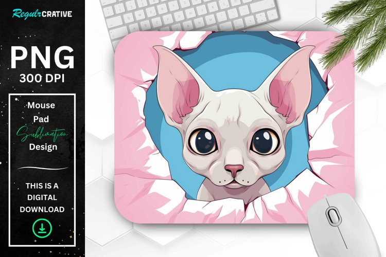 Kawaii Peeking Cat mouse Pad example image 1