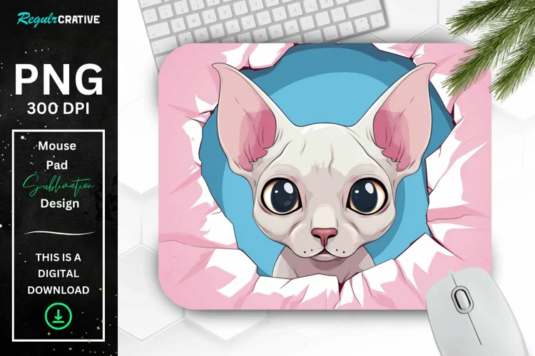 Kawaii Peeking Cat mouse Pad