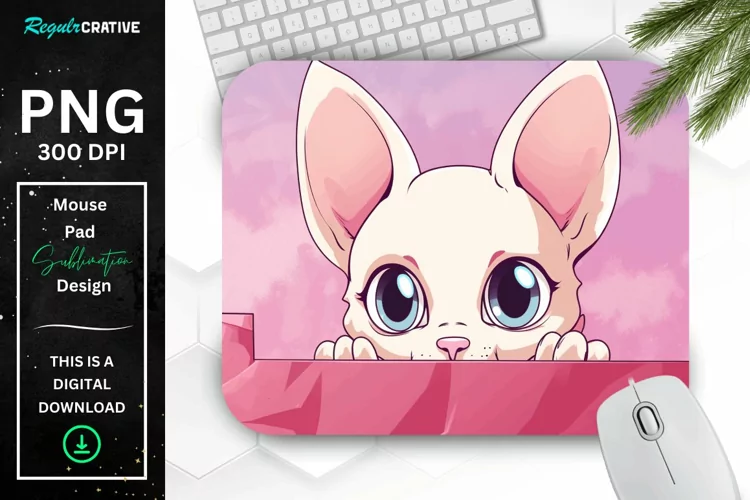 Kawaii Peeking Cat mouse Pad