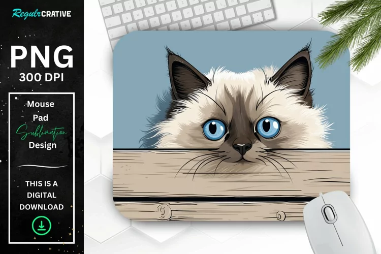Kawaii Peeking Cat mouse Pad