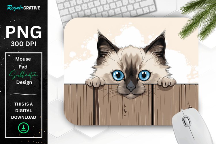 Kawaii Peeking Cat mouse Pad example image 1