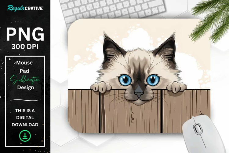 Kawaii Peeking Cat mouse Pad