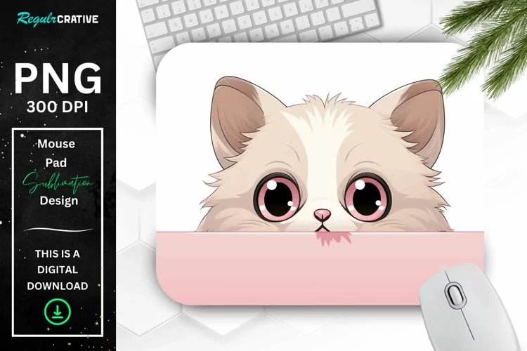 Kawaii Peeking Cat mouse Pad