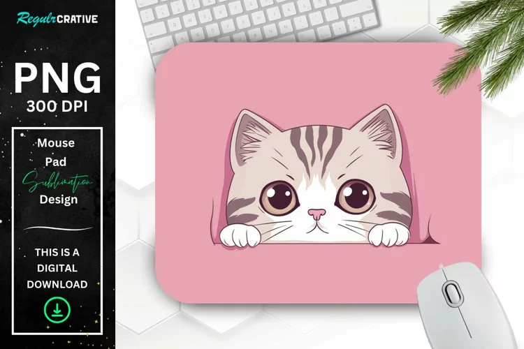 Kawaii Peeking Cat mouse Pad