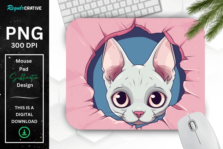 Kawaii Peeking Cat mouse Pad example image 1