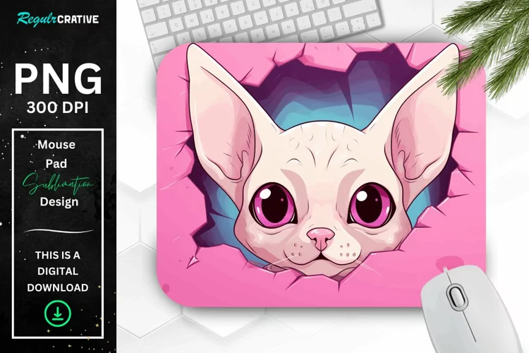 Kawaii Peeking Cat mouse Pad