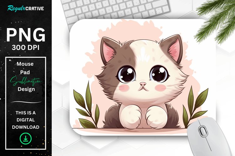 Kawaii Peeking Cat mouse Pad example image 1