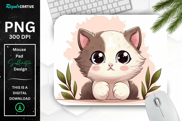 Kawaii Peeking Cat mouse Pad