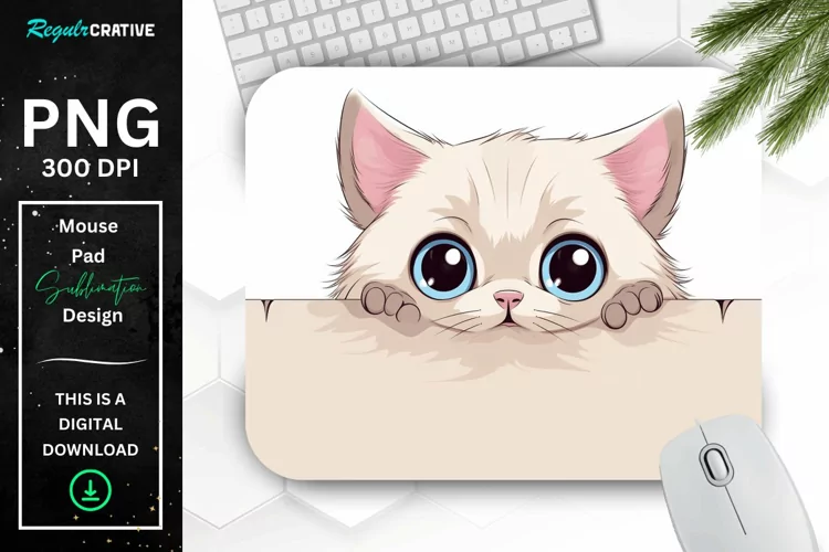 Kawaii Peeking Cat mouse Pad