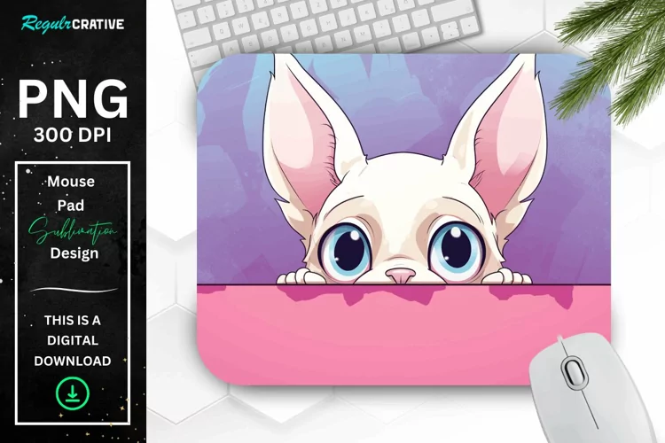 Kawaii Peeking Cat mouse Pad