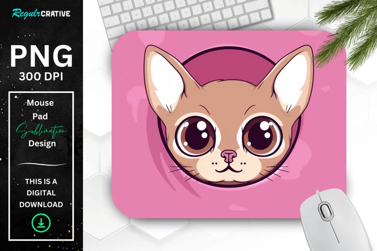 Kawaii Peeking Cat mouse Pad example image 1
