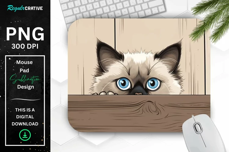 Kawaii Peeking Cat mouse Pad