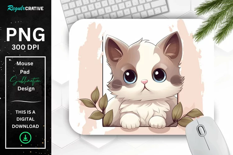 Kawaii Peeking Cat mouse Pad