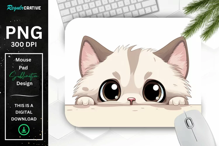 Kawaii Peeking Cat mouse Pad