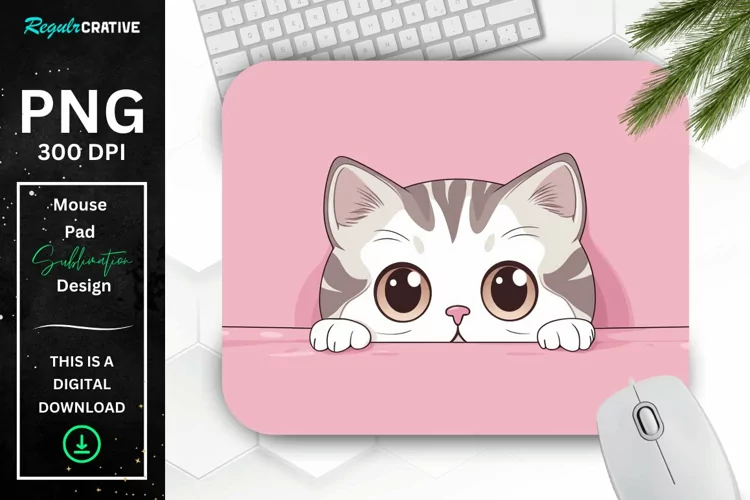 Kawaii Peeking Cat mouse Pad