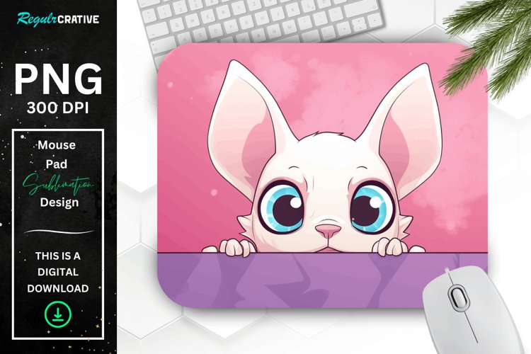 Kawaii Peeking Cat mouse Pad example image 1