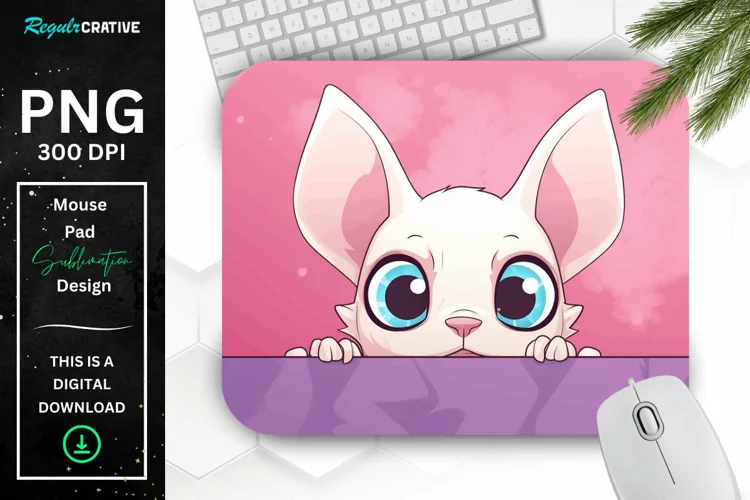 Kawaii Peeking Cat mouse Pad