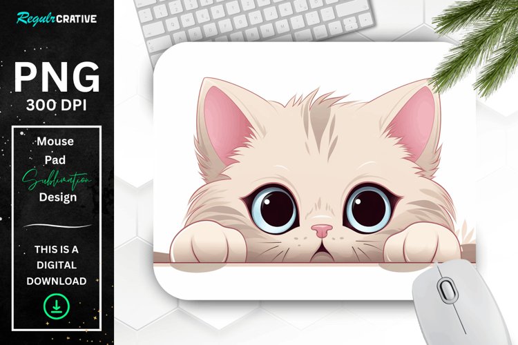 Kawaii Peeking Cat mouse Pad example image 1
