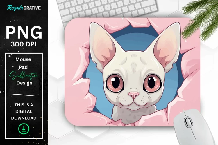 Kawaii Peeking Cat mouse Pad