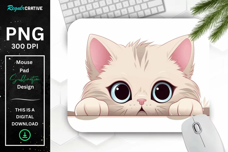 Kawaii Peeking Cat mouse Pad