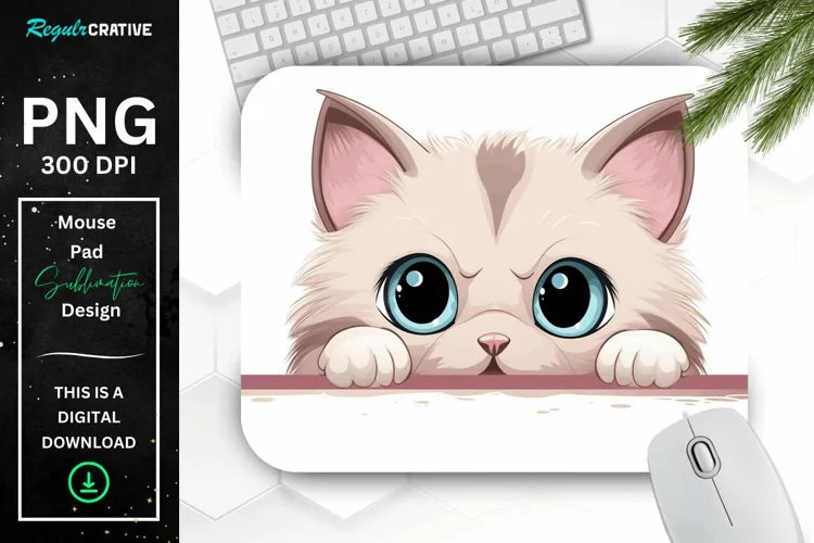 Kawaii Peeking Cat mouse Pad