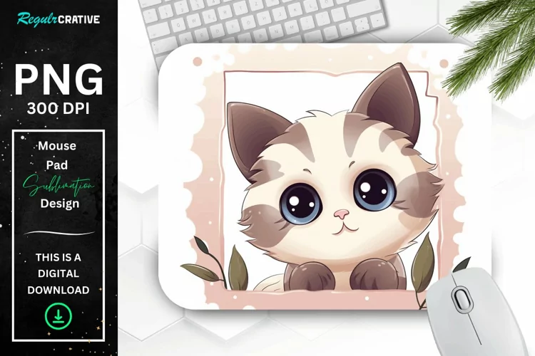 Kawaii Peeking Cat mouse Pad