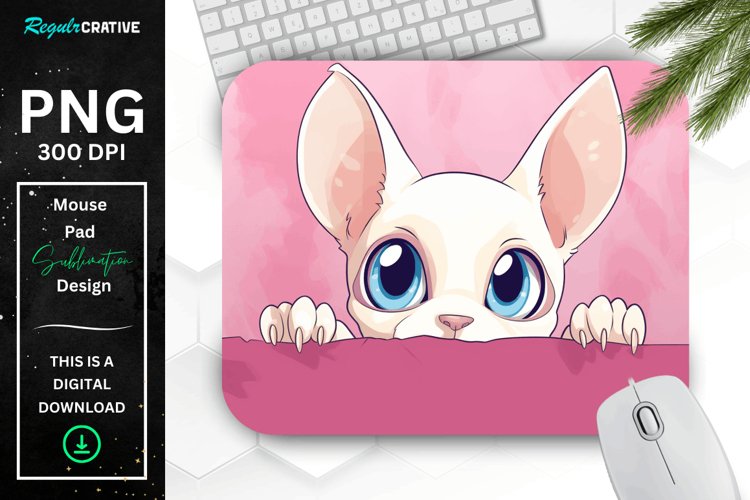 Kawaii Peeking Cat mouse Pad example image 1