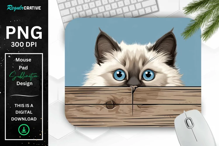 Kawaii Peeking Cat mouse Pad