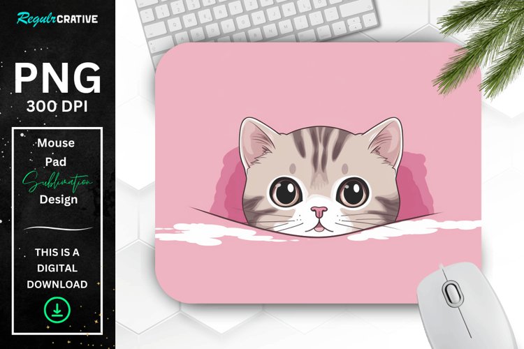 Kawaii Peeking Cat mouse Pad example image 1