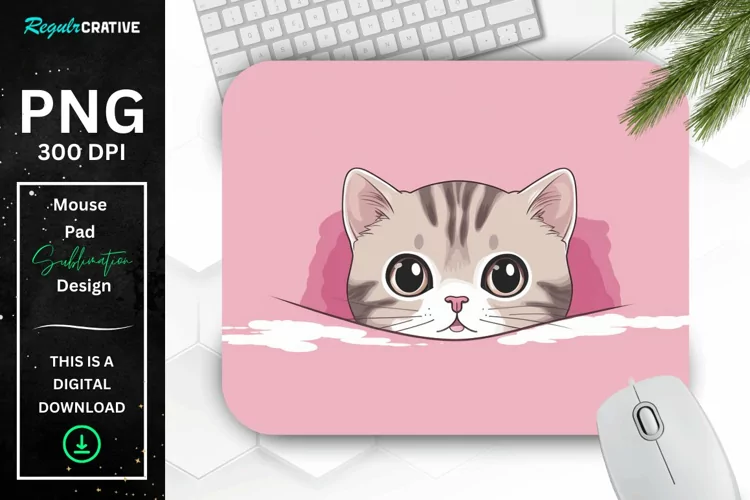 Kawaii Peeking Cat mouse Pad