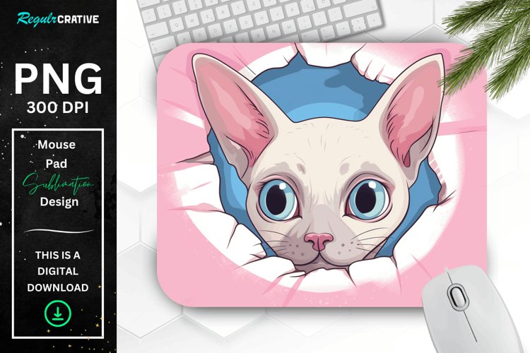 Kawaii Peeking Cat mouse Pad example image 1