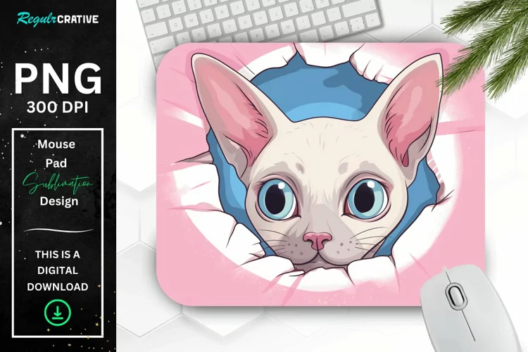 Kawaii Peeking Cat mouse Pad
