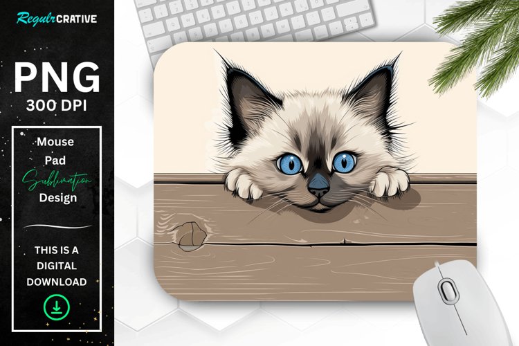 Kawaii Peeking Cat mouse Pad example image 1