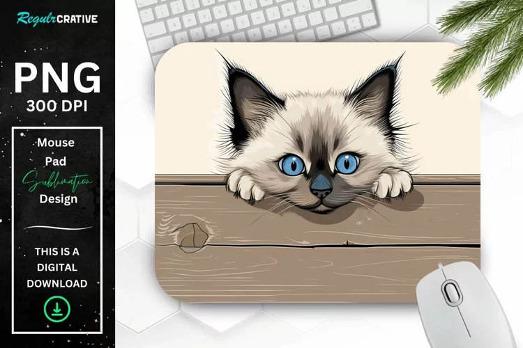 Kawaii Peeking Cat mouse Pad