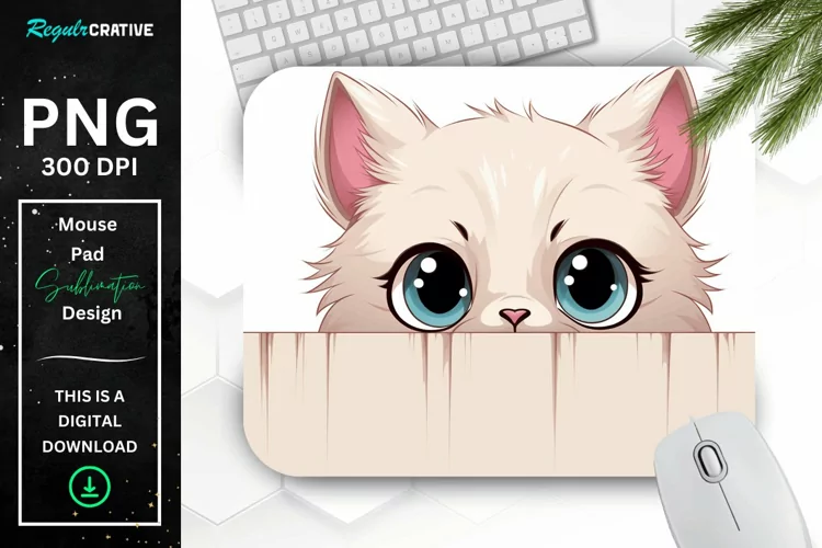 Kawaii Peeking Cat mouse Pad