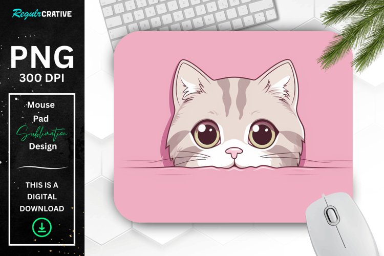 Kawaii Peeking Cat mouse Pad example image 1