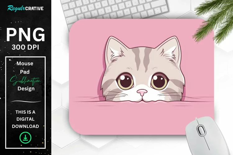 Kawaii Peeking Cat mouse Pad