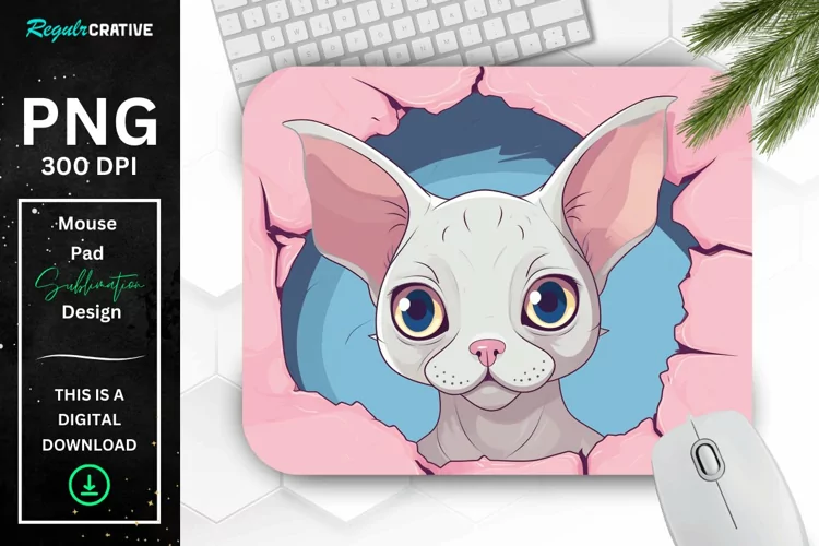 Kawaii Peeking Cat mouse Pad