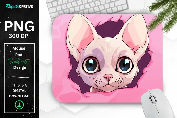 Kawaii Peeking Cat mouse Pad