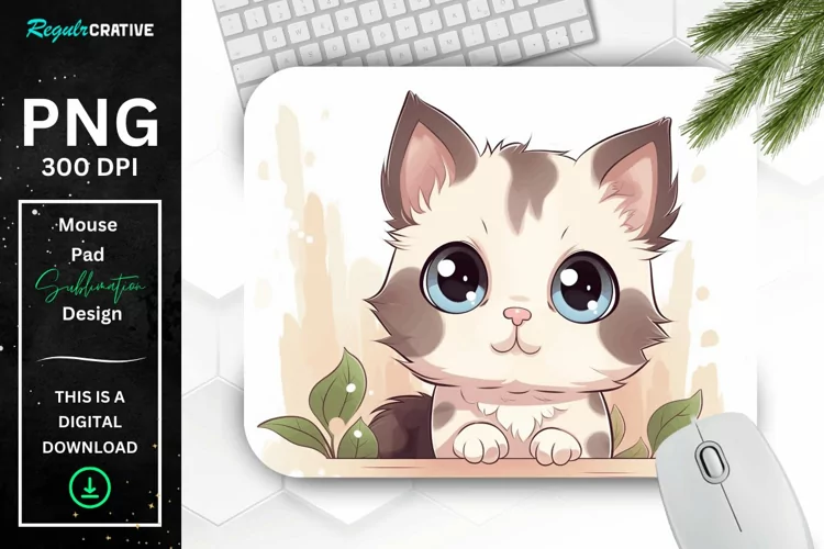 Kawaii Peeking Cat mouse Pad