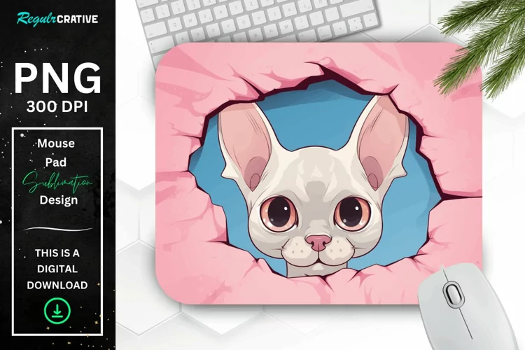 Kawaii Peeking Cat mouse Pad