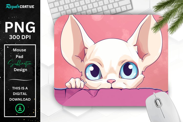 Kawaii Peeking Cat mouse Pad example image 1