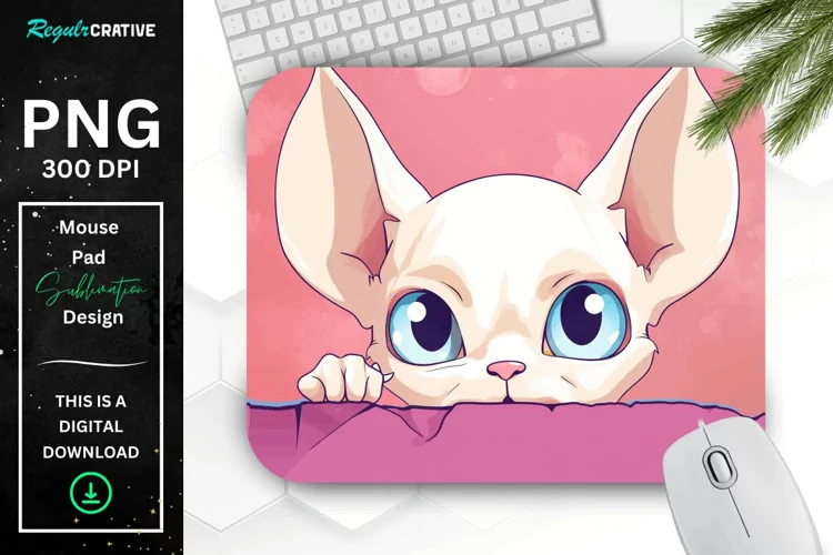 Kawaii Peeking Cat mouse Pad