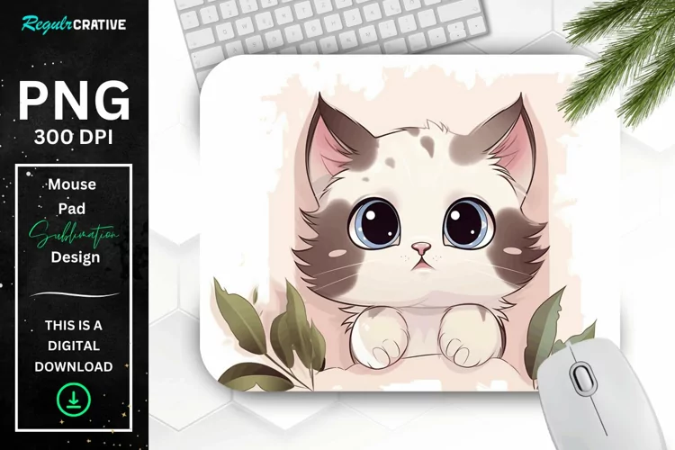 Kawaii Peeking Cat mouse Pad